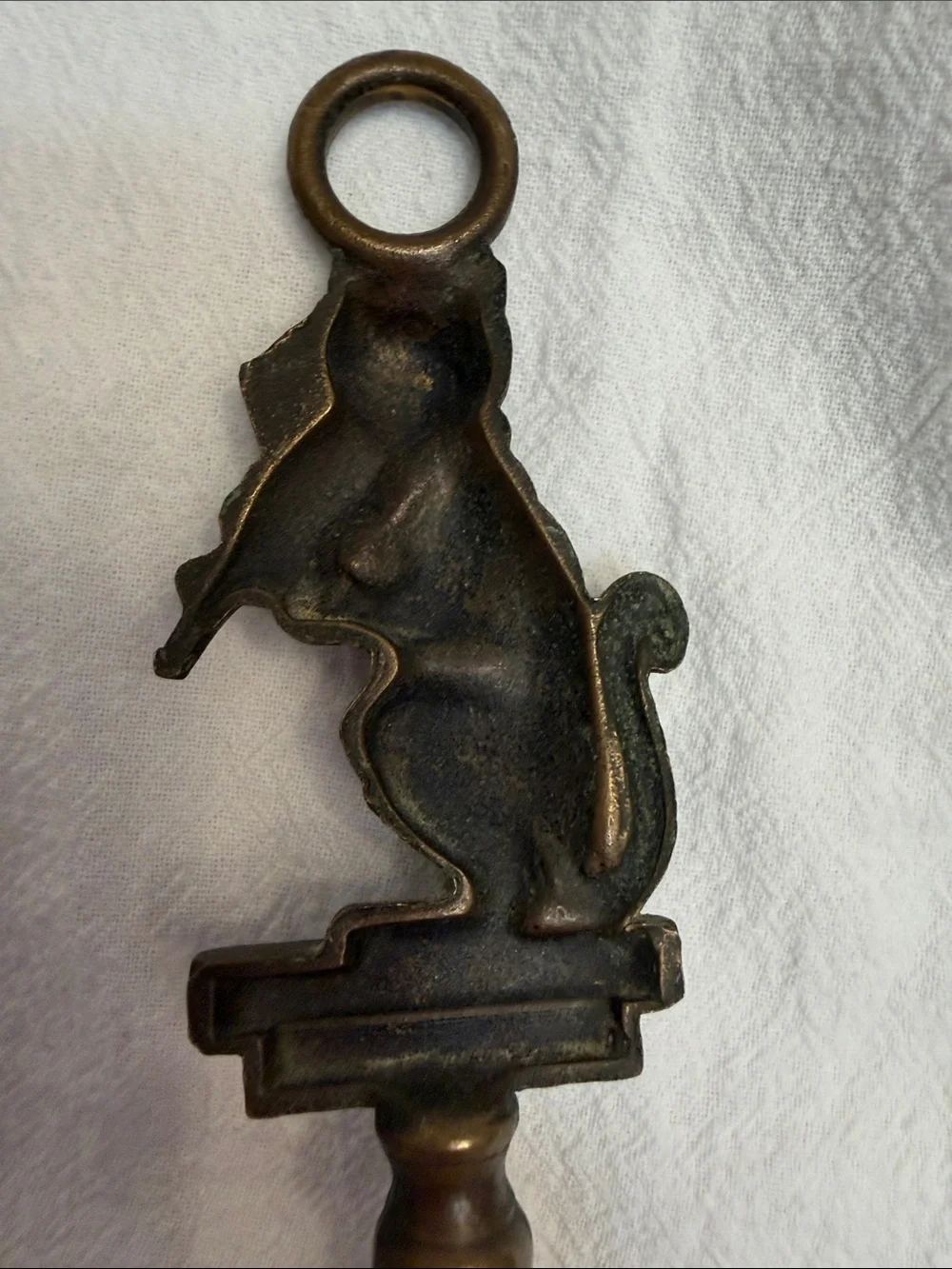 Vintage Heavy Solid Brass The Cat & Fiddle Figural Shoehorn Mid-Century
